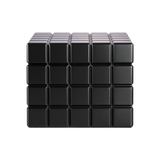 The Heritage Cube Humidor by Colibri is a black cube made of uniformly sized square blocks, shown against a plain white background.