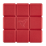 a red square object with a bird on it